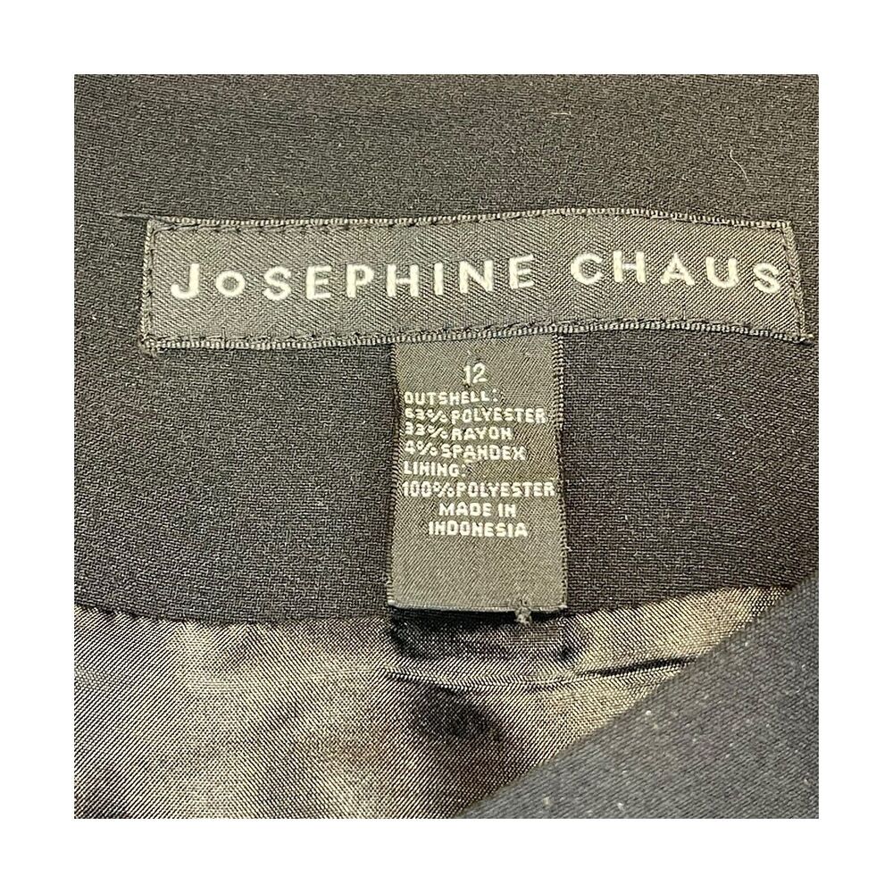 Josephine Chaus A-Line Skirt Women's 12 Black Lined Polyester Stretch Back Slit - Picture 6 of 7